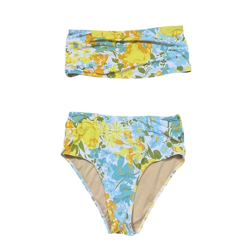 Faithfull the Brand Bikini Size Large Blue/Yellow Floral